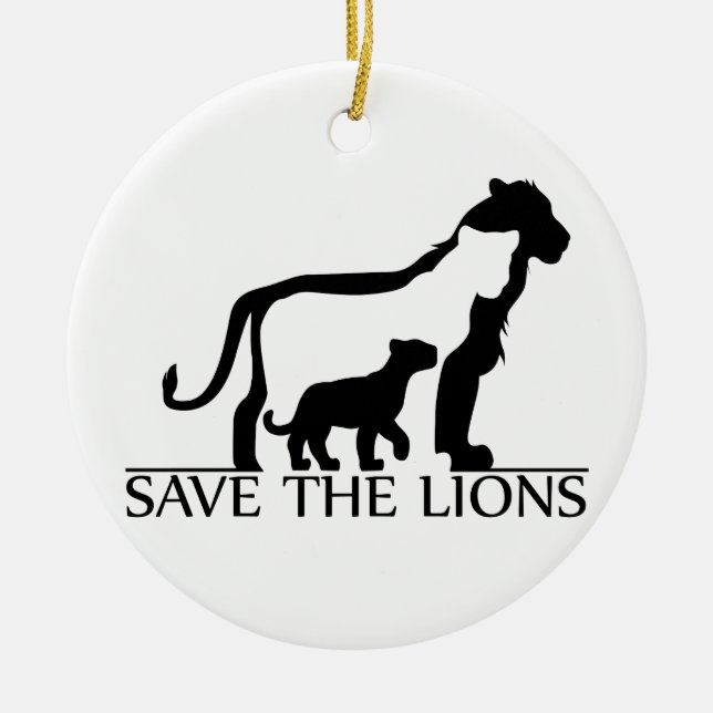 Save the Lions Ceramic Ornament (Front)