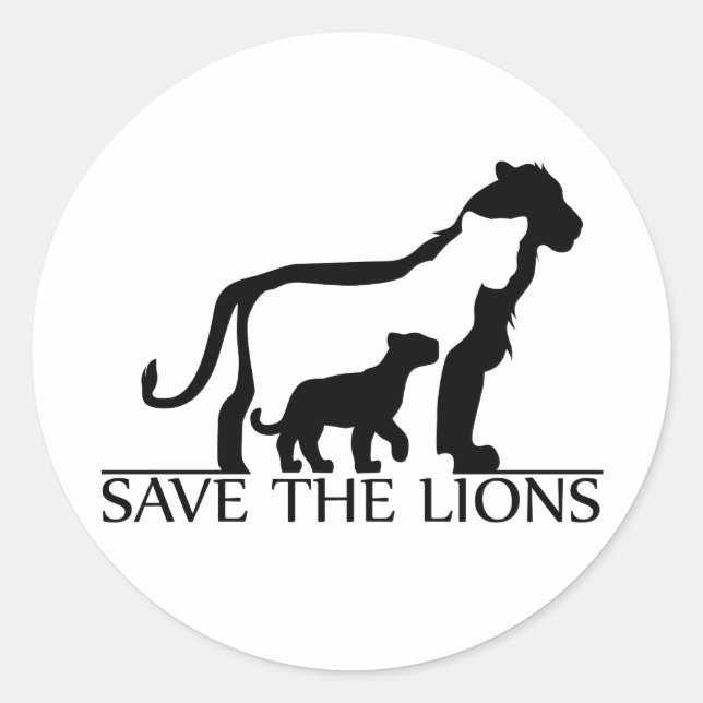 Save the Lions Classic Round Sticker (Front)