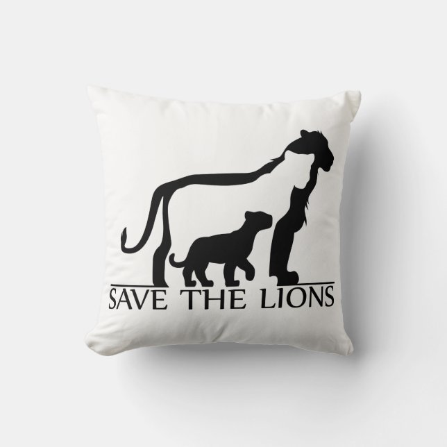 Save the Lions Throw Pillow (Front)
