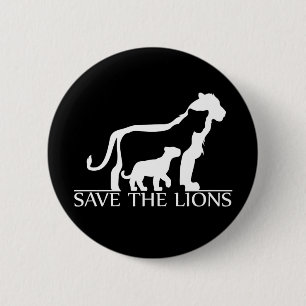 Save the Lions (White) 2 Inch Round Button