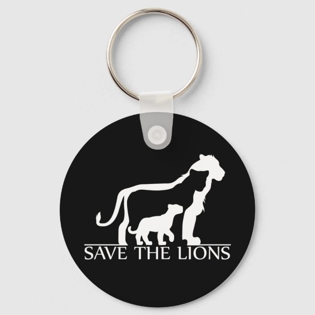 Save the Lions (White) Keychain (Front)