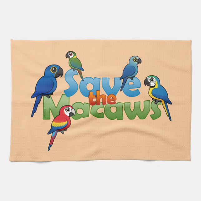 Save the Macaws Kitchen Towel (Horizontal)