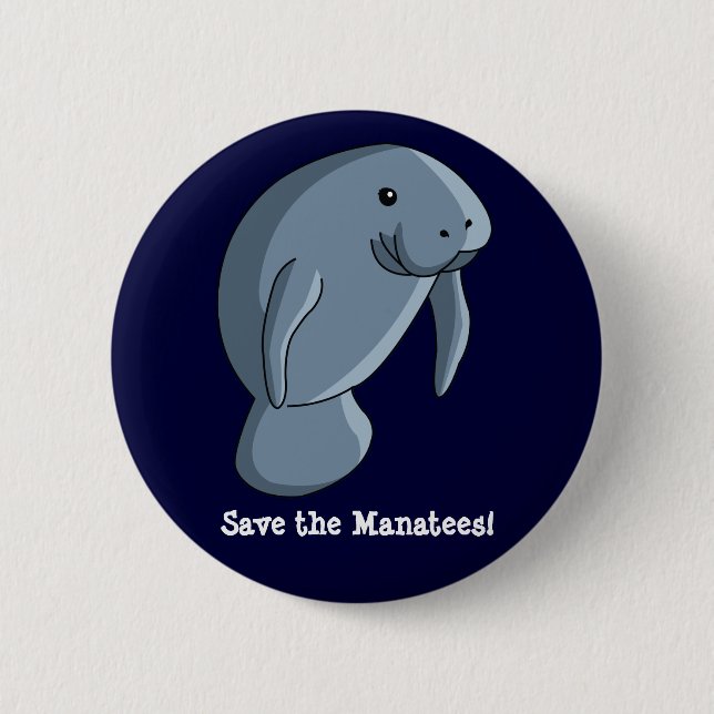 Save the Manatees! 2 Inch Round Button (Front)