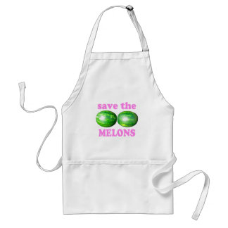 save the melons on white with pink standard apron