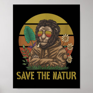 Save The Nature Save The Nature Lion Environmental Poster