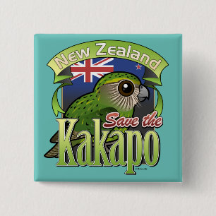 Save the New Zealand Kakapo 2 Inch Square Button