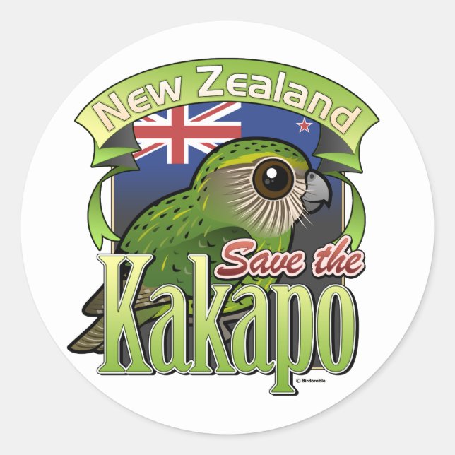 Save the New Zealand Kakapo Classic Round Sticker (Front)