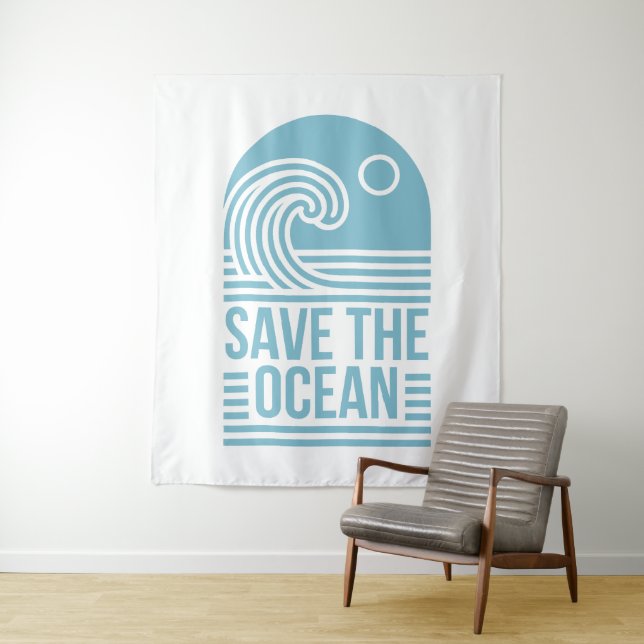 Save the ocean activist quotes blue aesthetic tapestry (In Situ)