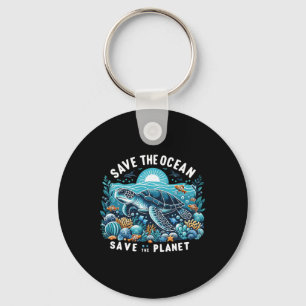 Save The Ocean Save The Planet Cool Sea Turtle Keychain