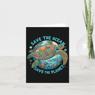 Save The Ocean Save The Planet Cute Sea Turtle Card