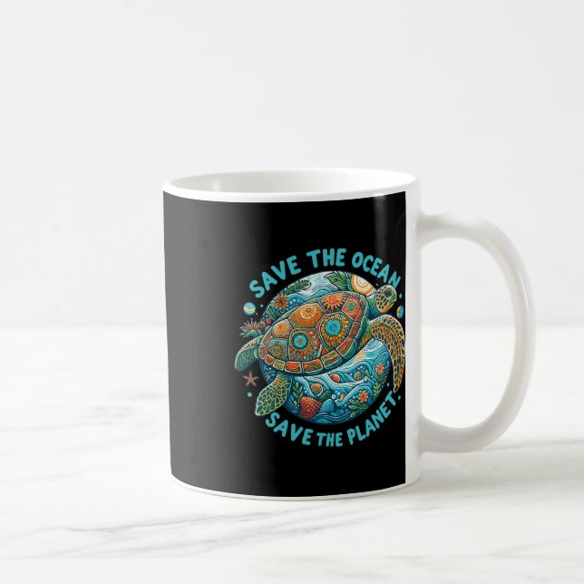 Save The Ocean Save The Planet Cute Sea Turtle  Coffee Mug (Right)