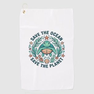 Save the Ocean Sea Turtle Vintage Engraving Shirt_ Golf Towel