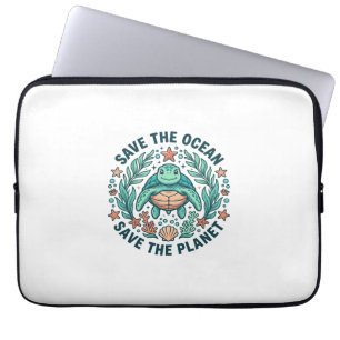 Save the Ocean Sea Turtle Vintage Engraving Shirt_ Laptop Sleeve