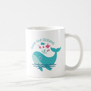 Save the Oceans, Cute Whale Coffee Mug
