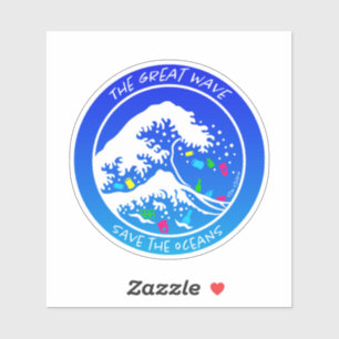 "Save the Oceans" Laptop Sticker (Blue)