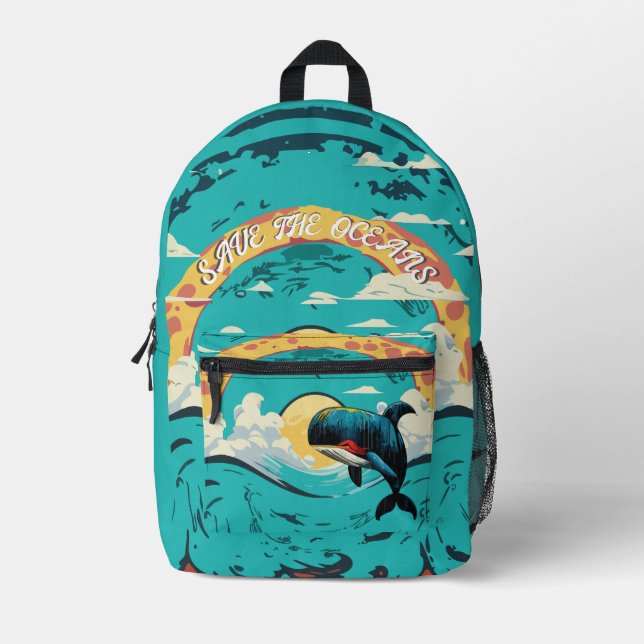 Save the Oceans Printed Backpack (Front)