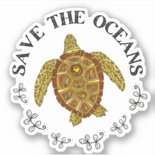 Save the Oceans Sea Turtle Illustration