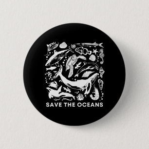 Save The Oceans-Whale Turtle Orca Climate Change-S 2 Inch Round Button