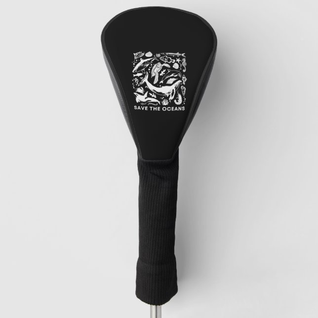 Save The Oceans-Whale Turtle Orca Climate Change-S Golf Head Cover (Front)