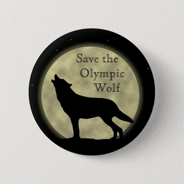 Save the Olympic Wolf 2 Inch Round Button (Front)