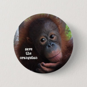 Save the Orangutans! 2 Inch Round Button