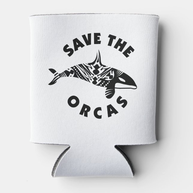 Save the Orcas design Can Cooler (Front)