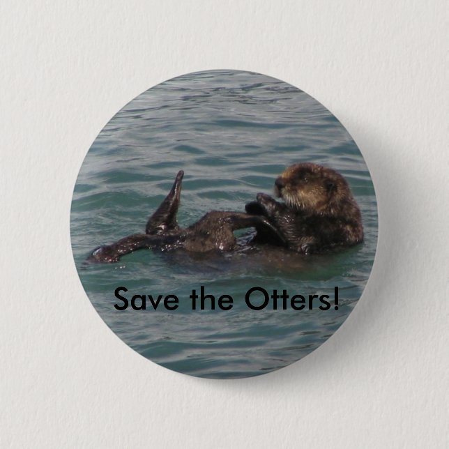 Save the Otters! 2 Inch Round Button (Front)