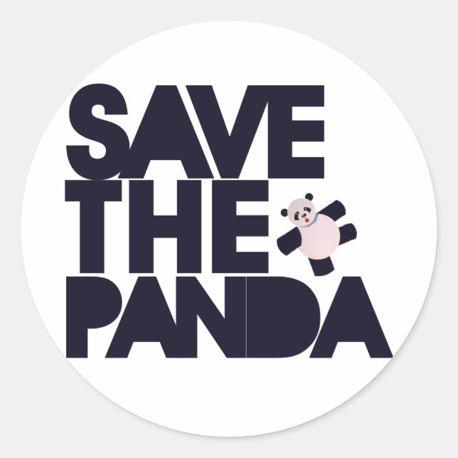 Save the Panda Bear Classic Round Sticker (Front)
