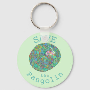 Save the Pangolin Animal Rights slogan Keychain