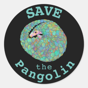 Save the Pangolin Colourful Endangered Species Art Classic Round Sticker