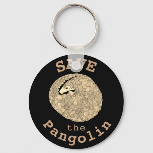 Save the Pangolin Curled Up Endangered Animal Art Keychain