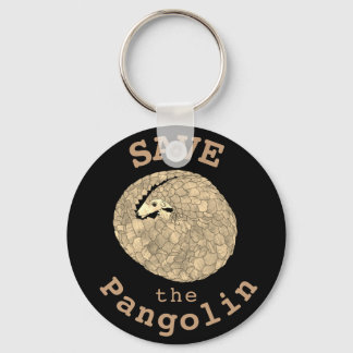 Save the Pangolin Curled Up Endangered Animal Art Keychain