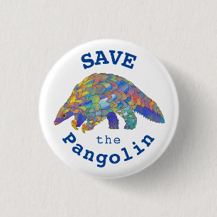 Save the Pangolin Cute Endangered Animal Activist 1 Inch Round Button