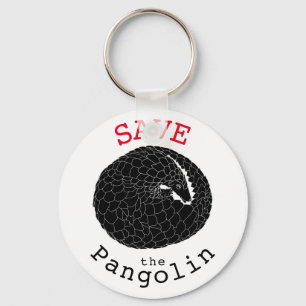 Save the Pangolin slogan black and white Keychain