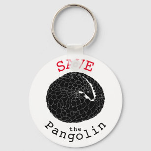 Save the Pangolin slogan black and white Keychain