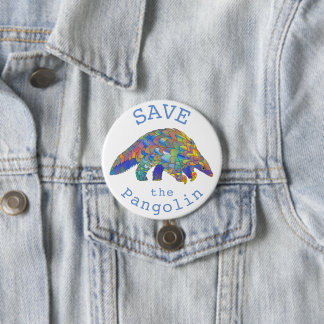 Save the Pangolins Endangered Animal Rights Art  3 Inch Round Button