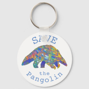 Save the Pangolins Endangered Animal Rights Art Keychain