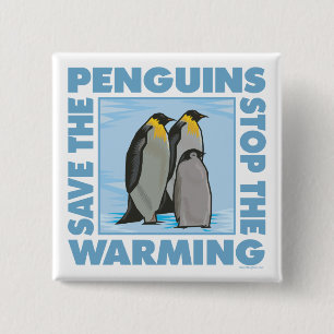 Save the Penguins 2 Inch Square Button
