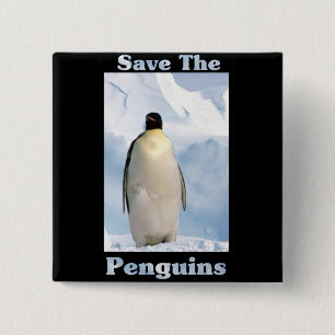 Save the Penguins 2 Inch Square Button
