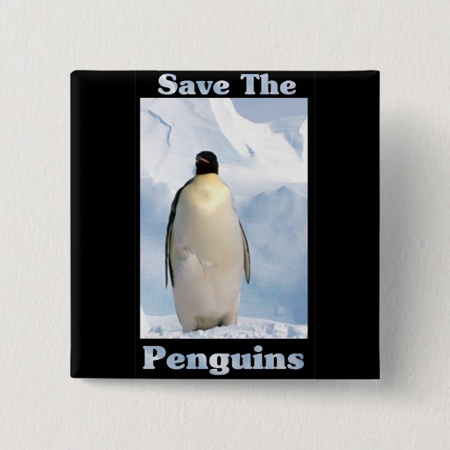 Save the Penguins 2 Inch Square Button (Front)