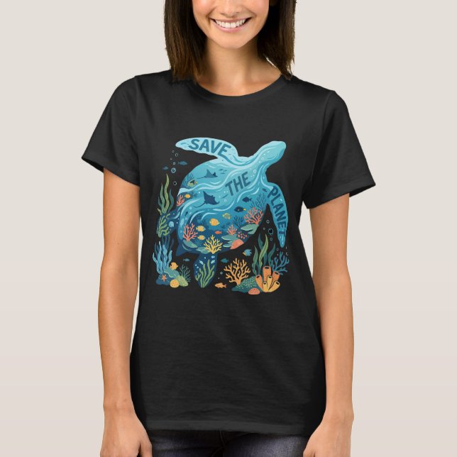 Save the planet blue sea turtle T-Shirt (Front)