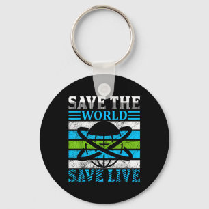 Save The Planet Earth Globe Environmental Protecti Keychain