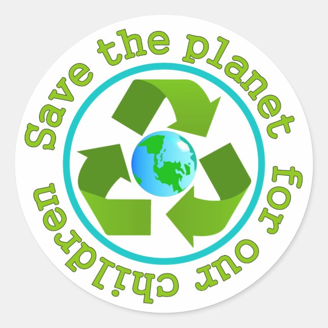Save the planet for our children classic round sticker (Front)