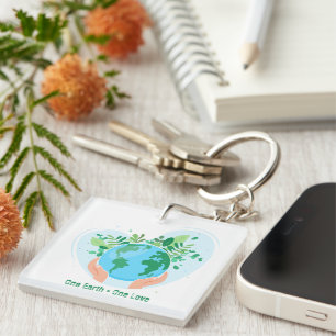 Save the Planet. One Earth One Love Keychain