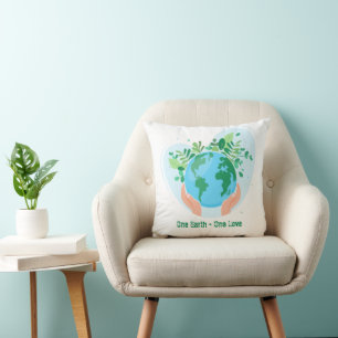 Save the Planet. One Earth One Love Throw Pillow