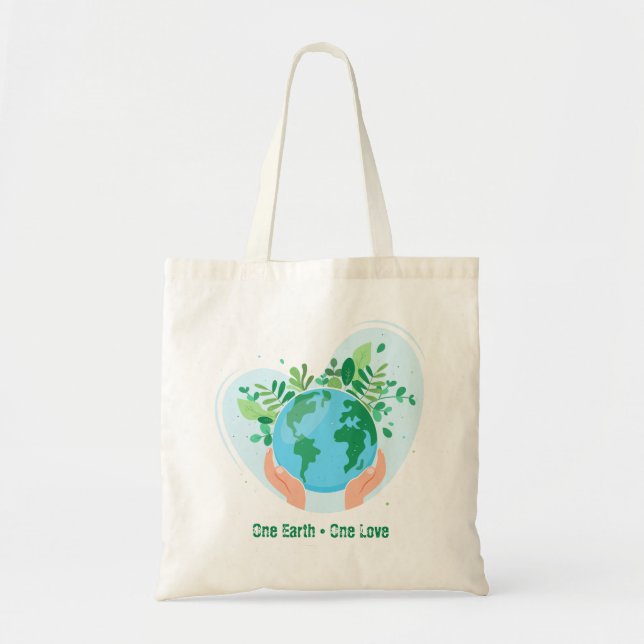 Save the Planet. One Earth One Love Tote Bag (Front)