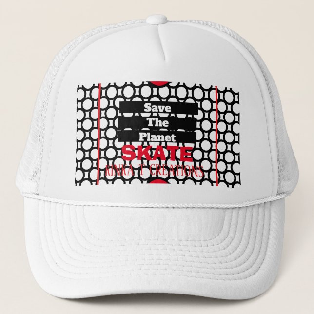Save The Planet Skate Skateboard Trucker Hat (Front)