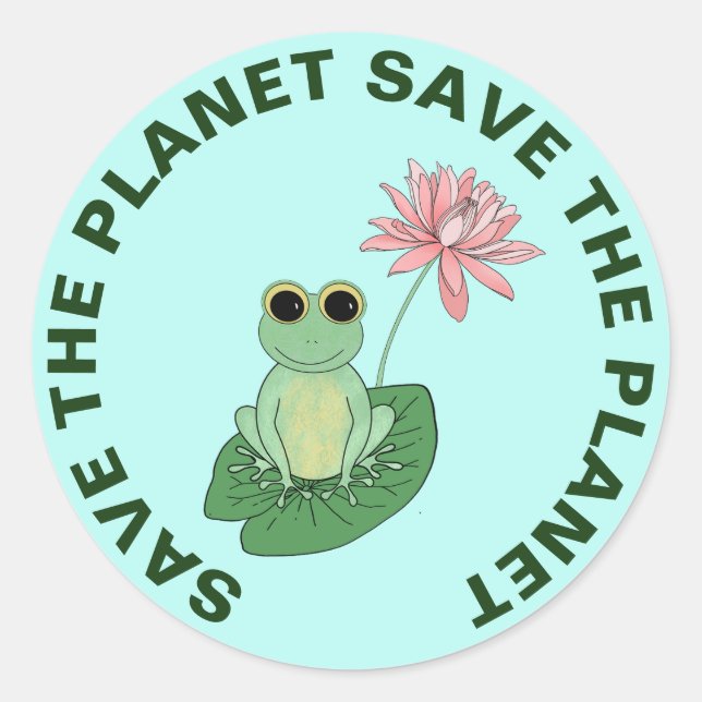 Save The Planet Stickers Cute Frog  (Front)