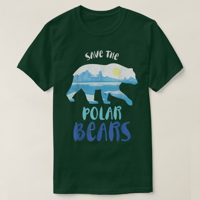 Save The Polar Bear Design For Climate Change Awar T-Shirt (Design Front)