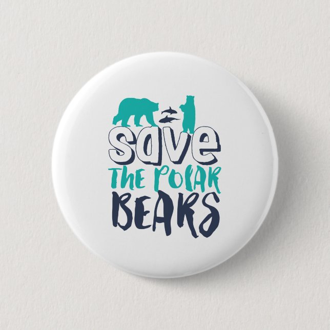 Save The Polar Bear Save The Arctic Global Warming 2 Inch Round Button (Front)